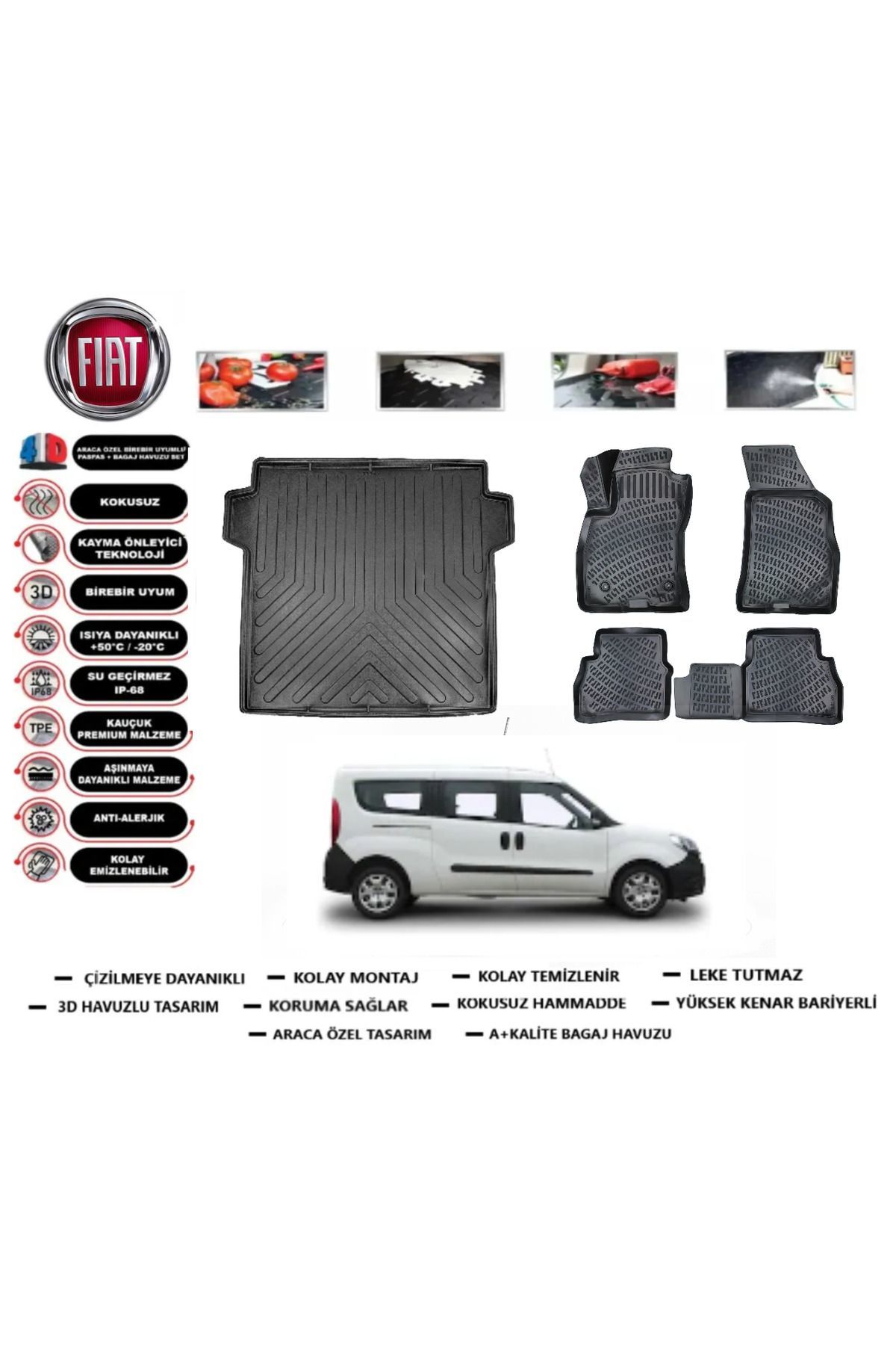 Fiat Doblo Maxi 2017 Model Bagaj Havuzu Araca Özel Paspas Takımı Prrox