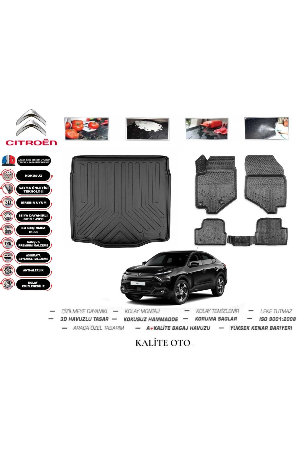 Citroen C4X 2023 Ve Sonrası 3D Bagaj Havuzu+4D Havuzlu Paspas Seti