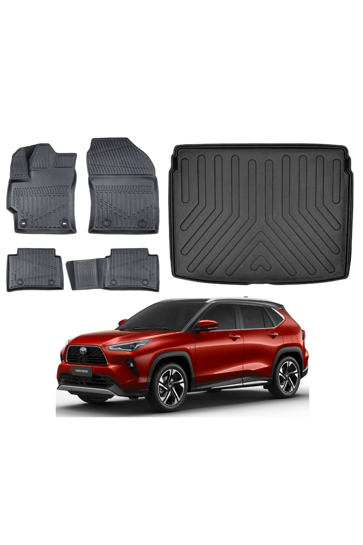 Toyota Yaris Cross 2022 Sonrası 3D Üst Bagaj Havuzu+3D Araca Özel Paspas Takımı
