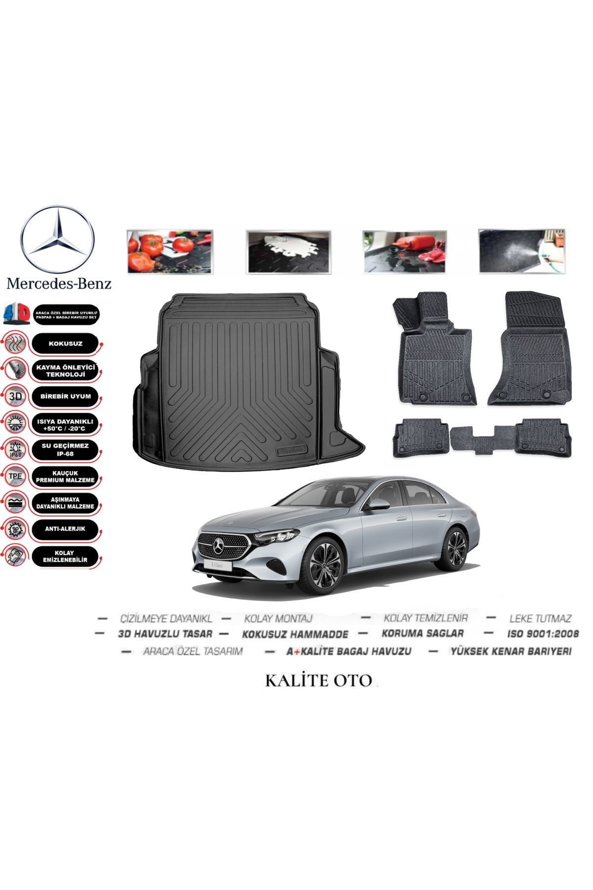 Mercedes E Serisi W214 2023 Ve Sonrası 3D Bagaj Havuzu+4D Havuzlu Paspas Seti