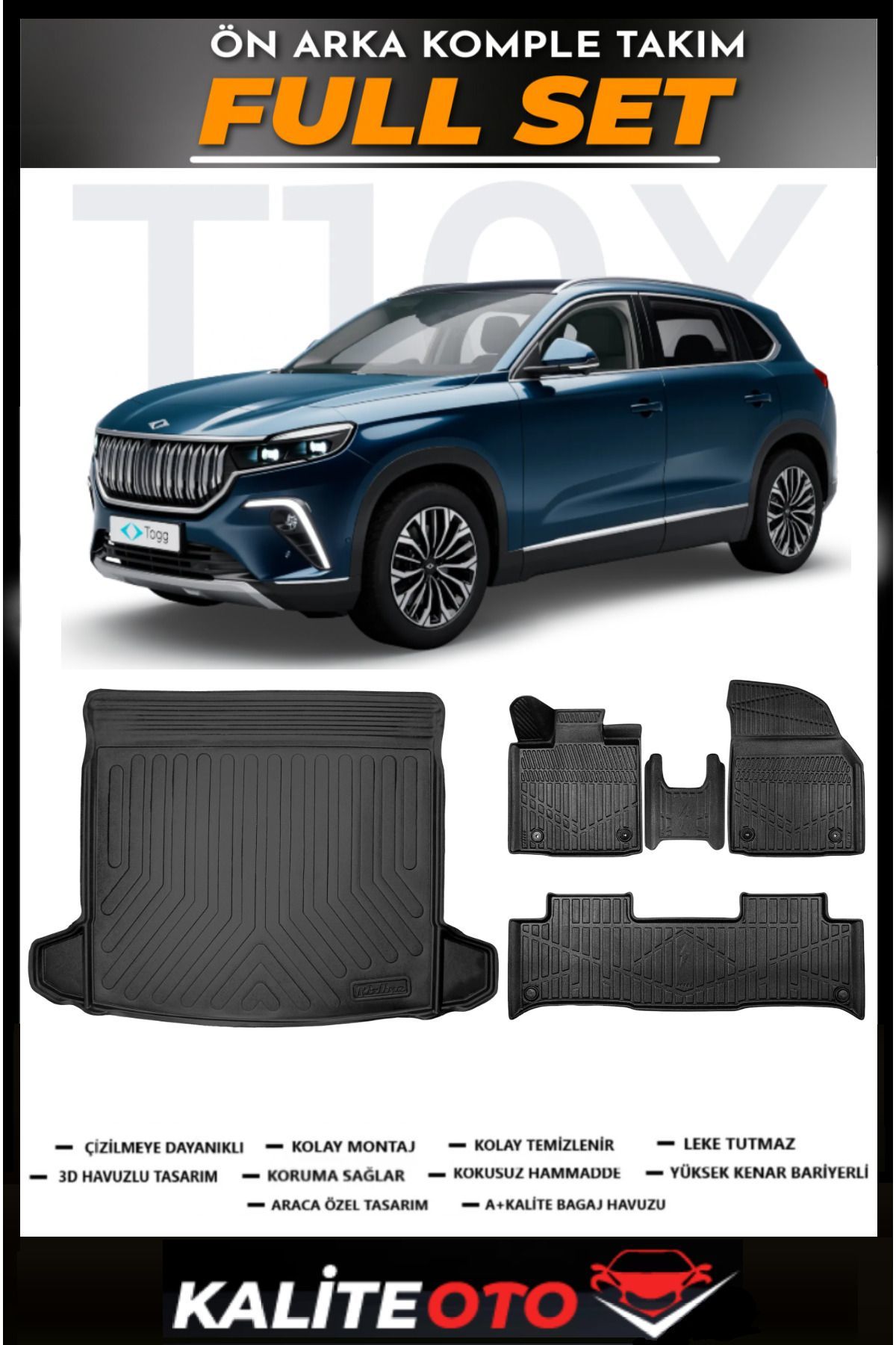 Togg T10X Bagaj Havuzu+4.5D Havuzlu Paspas Seti 2025 Model