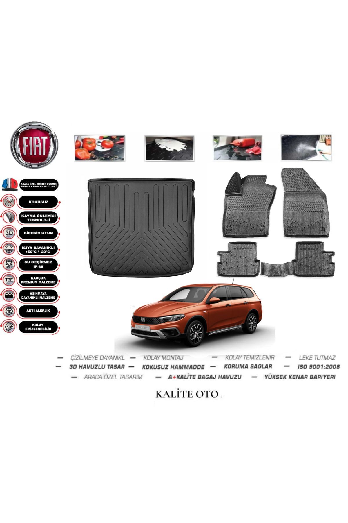 Fiat Egea Station Vagon 2015 Ve Sonrası 3D Bagaj Havuzu+4D Havuzlu Paspas Seti