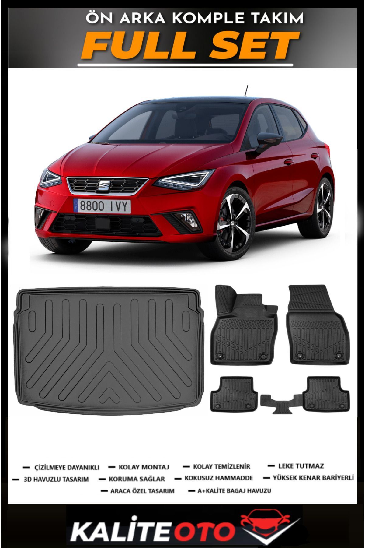 Seat Ibıza Üst Bagaj Havuzu+4.5D Havuzlu Paspas Seti 2025 Model