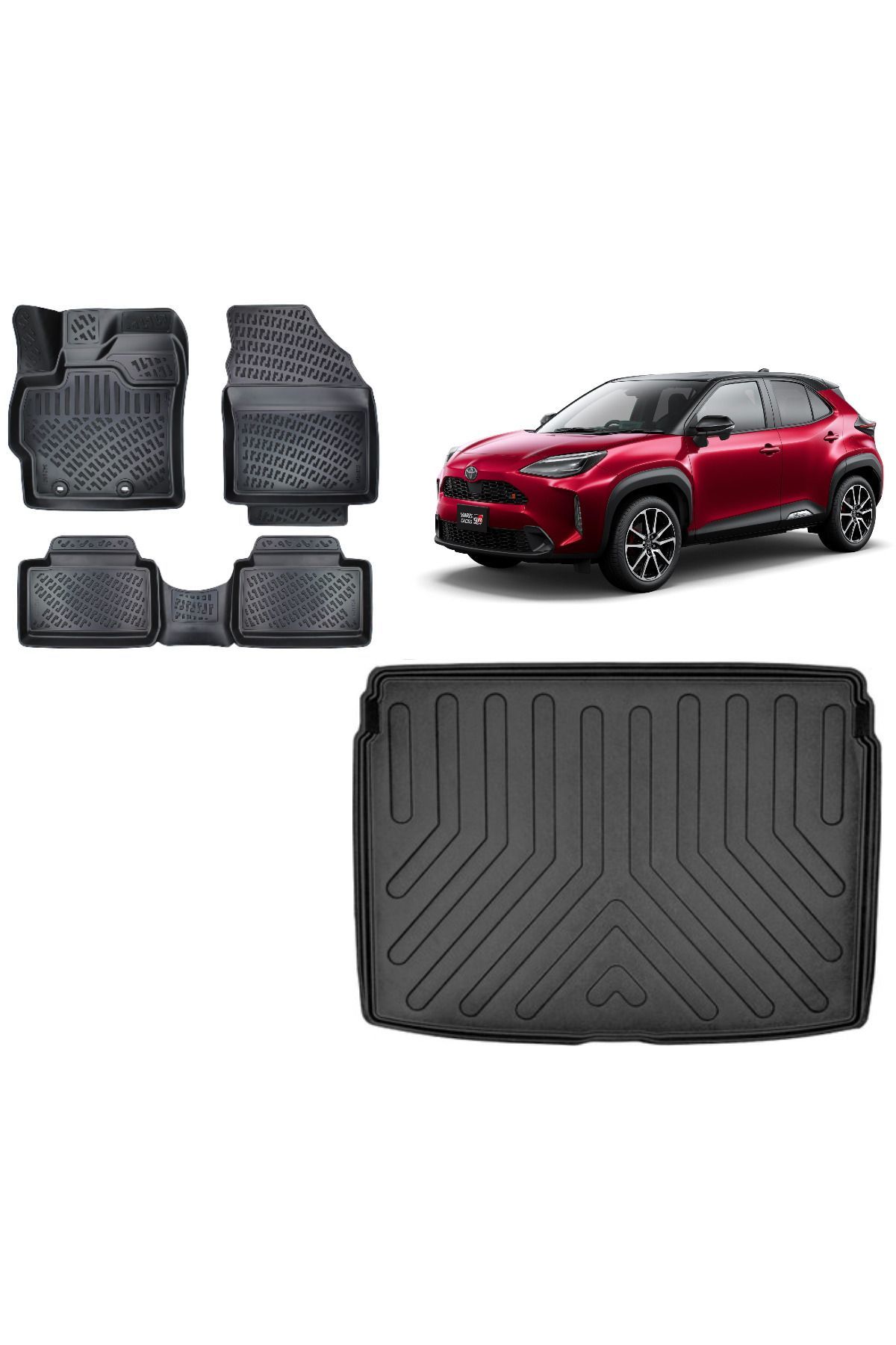 Toyota Yaris Cross 2022 Sonrası 3D Üst Bagaj Havuzu+3D Havuzlu Araca Özel Paspas Takımı
