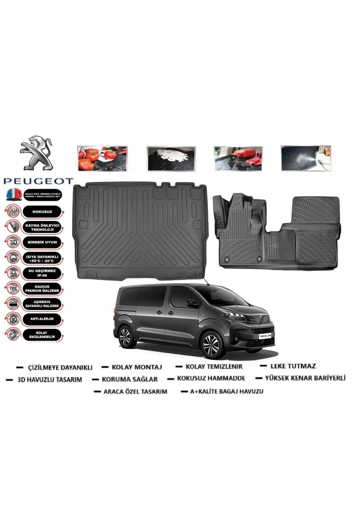 Peugeot Expert Traveller 8+1 2025 Model Bagaj Havuzu Araca Özel Paspas Takımı Prrox