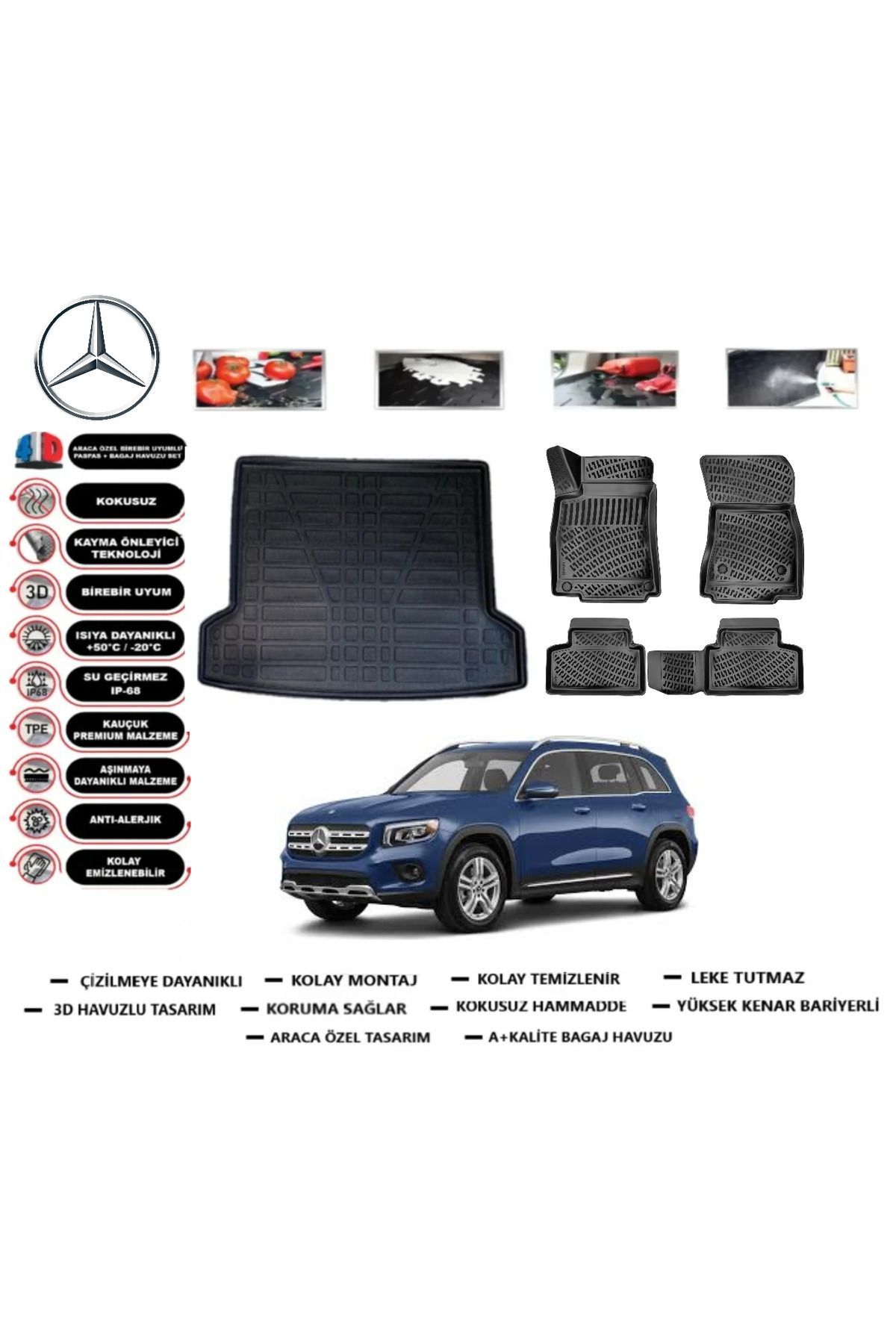 Mercedes GLB 2025 Model Üst Bagaj Havuzu Araca Özel Paspas Takımı Prrox