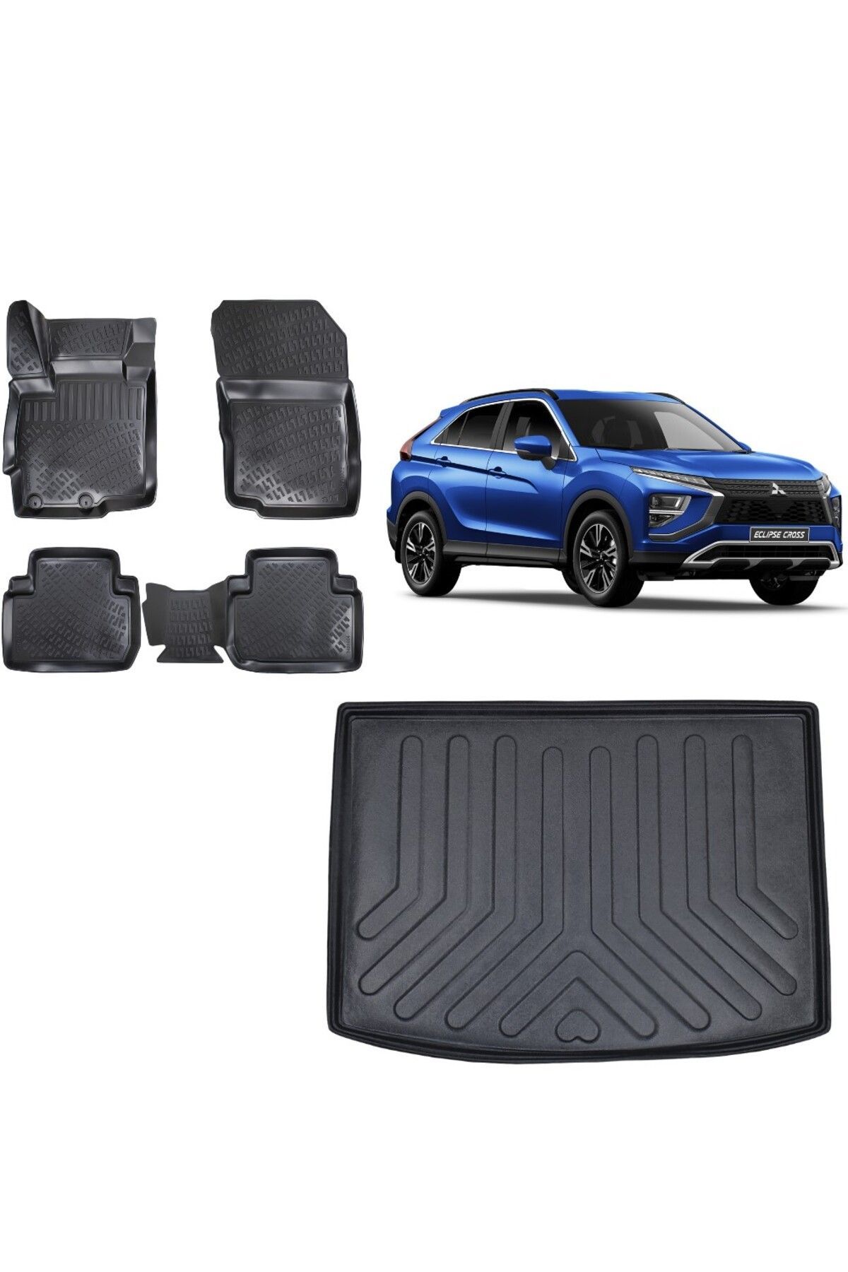 Mitsubishi Eclipse Cross 2019 Model 3D Bagaj Havuzu+3D Havuzlu Araca Özel Paspas Takımı