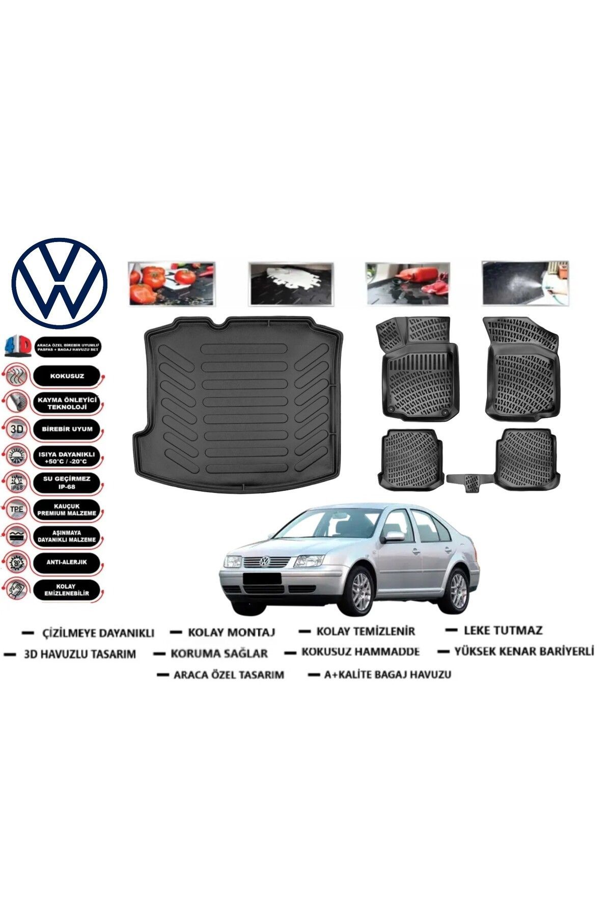 Volkswagen Bora 2006 Model Bagaj Havuzu Araca Özel Paspas Takımı Prrox