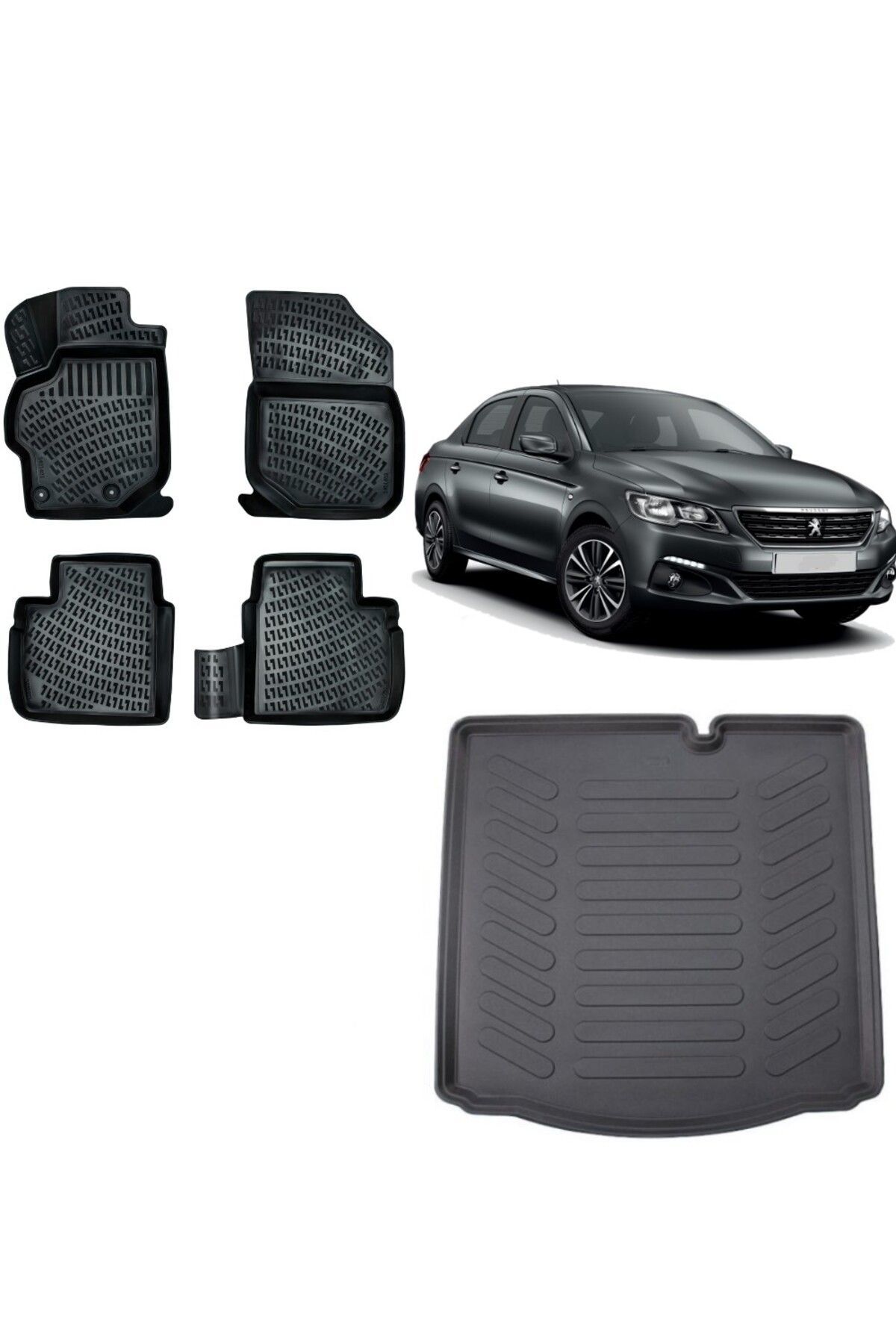 Peugeot 301 2014 Model 3D Bagaj Havuzu+3D Havuzlu Araca Özel Paspas Takımı