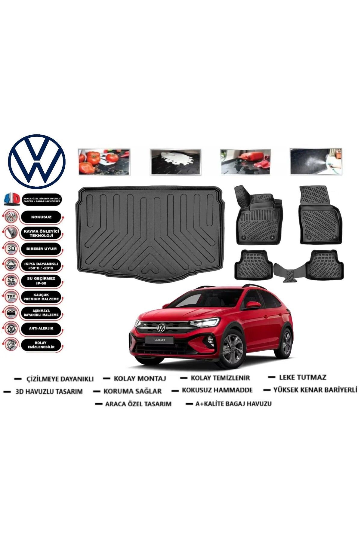 Volkswagen Taigo 2021 Model Alt Bagaj Havuzu Araca Özel Paspas Takımı Prrox