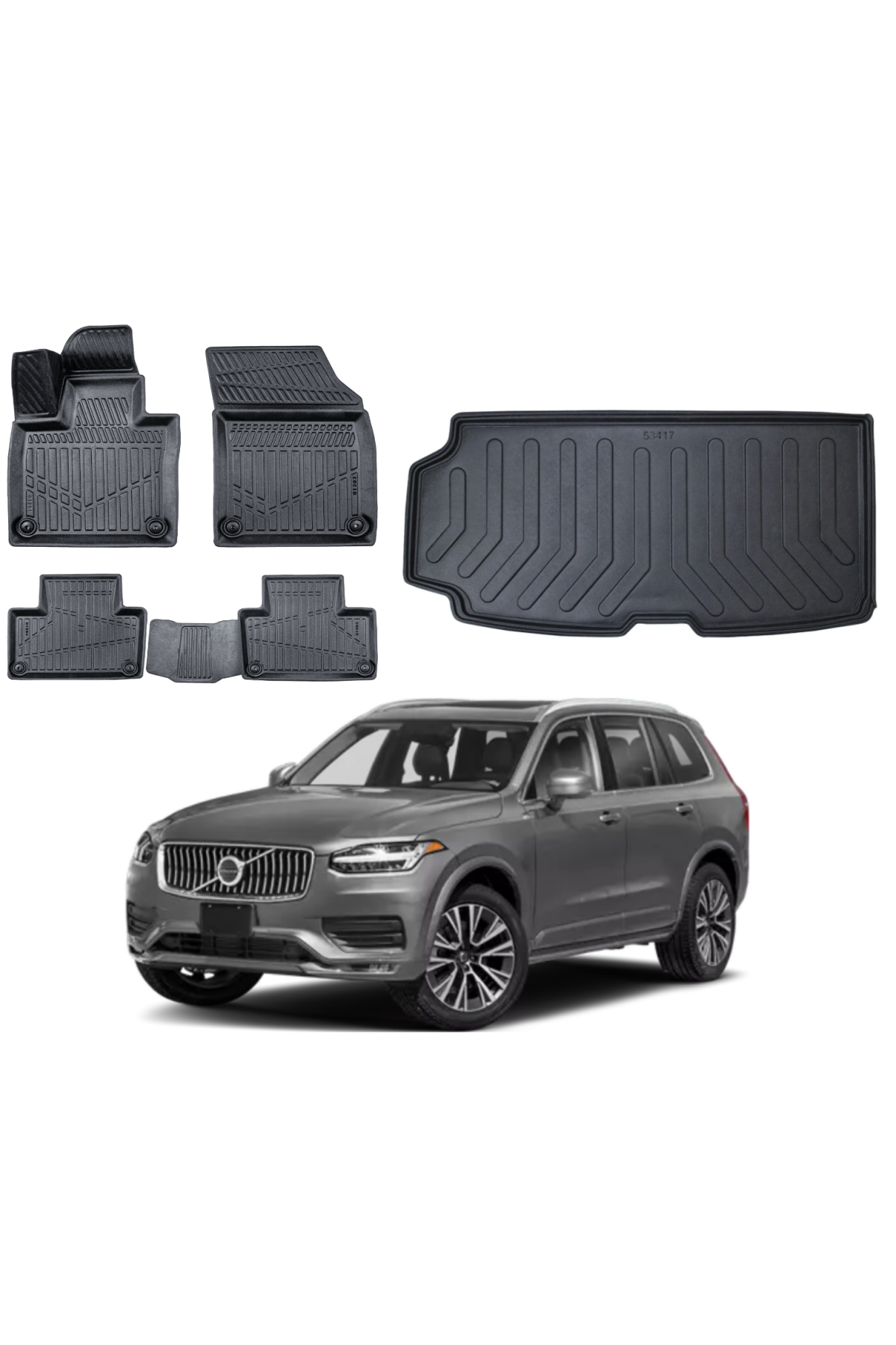 Volvo XC90 2016 Sonrası 7 Koltuk 3D Bagaj Havuzu+3D Araca Özel Paspas Takımı Luxury Serisi
