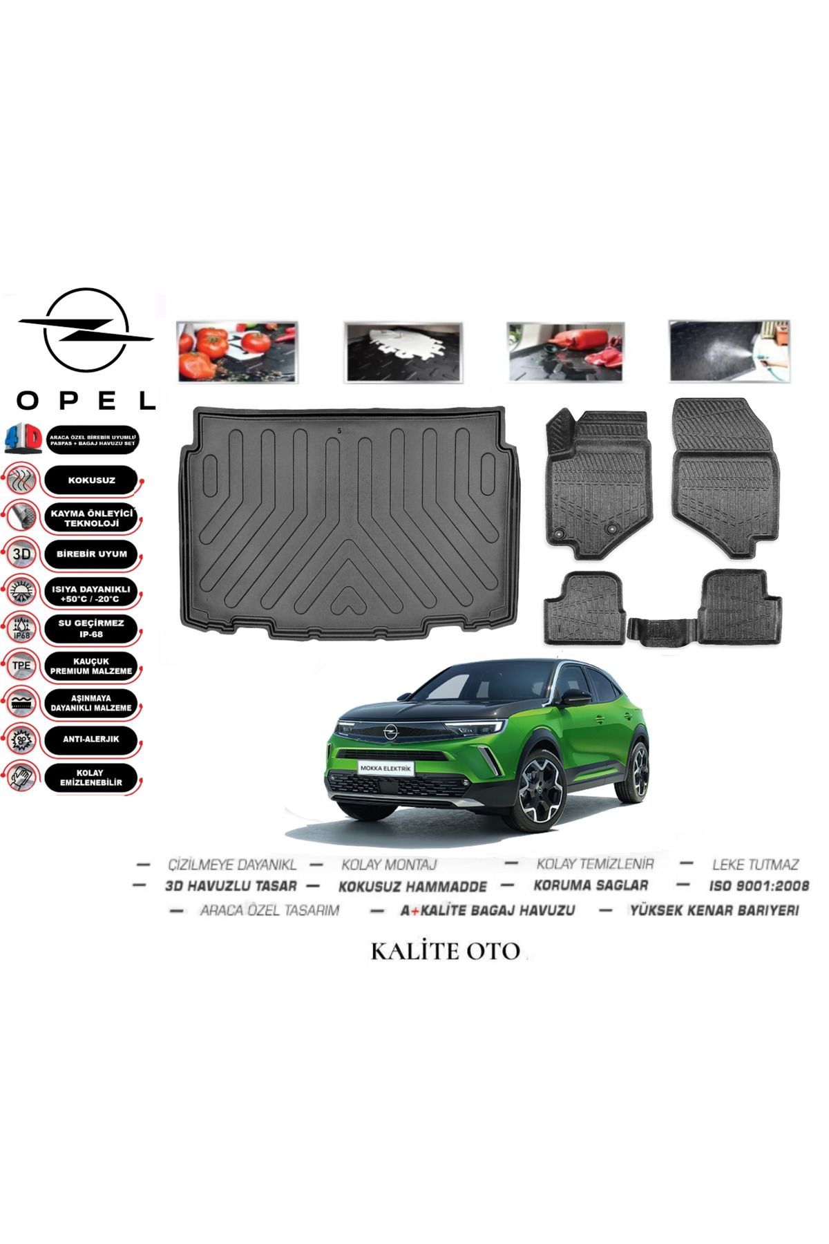 Opel Mokka 2022 Model 3D Bagaj Havuzu+4D Havuzlu Paspas Seti