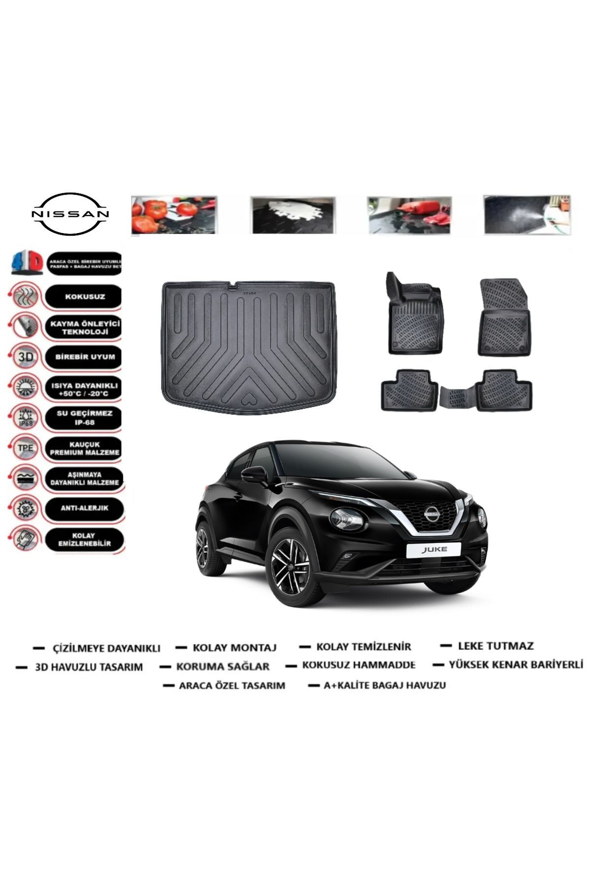 Nissan Juke 2025 Model Alt Bagaj Havuzu Araca Özel Paspas Takımı Prrox