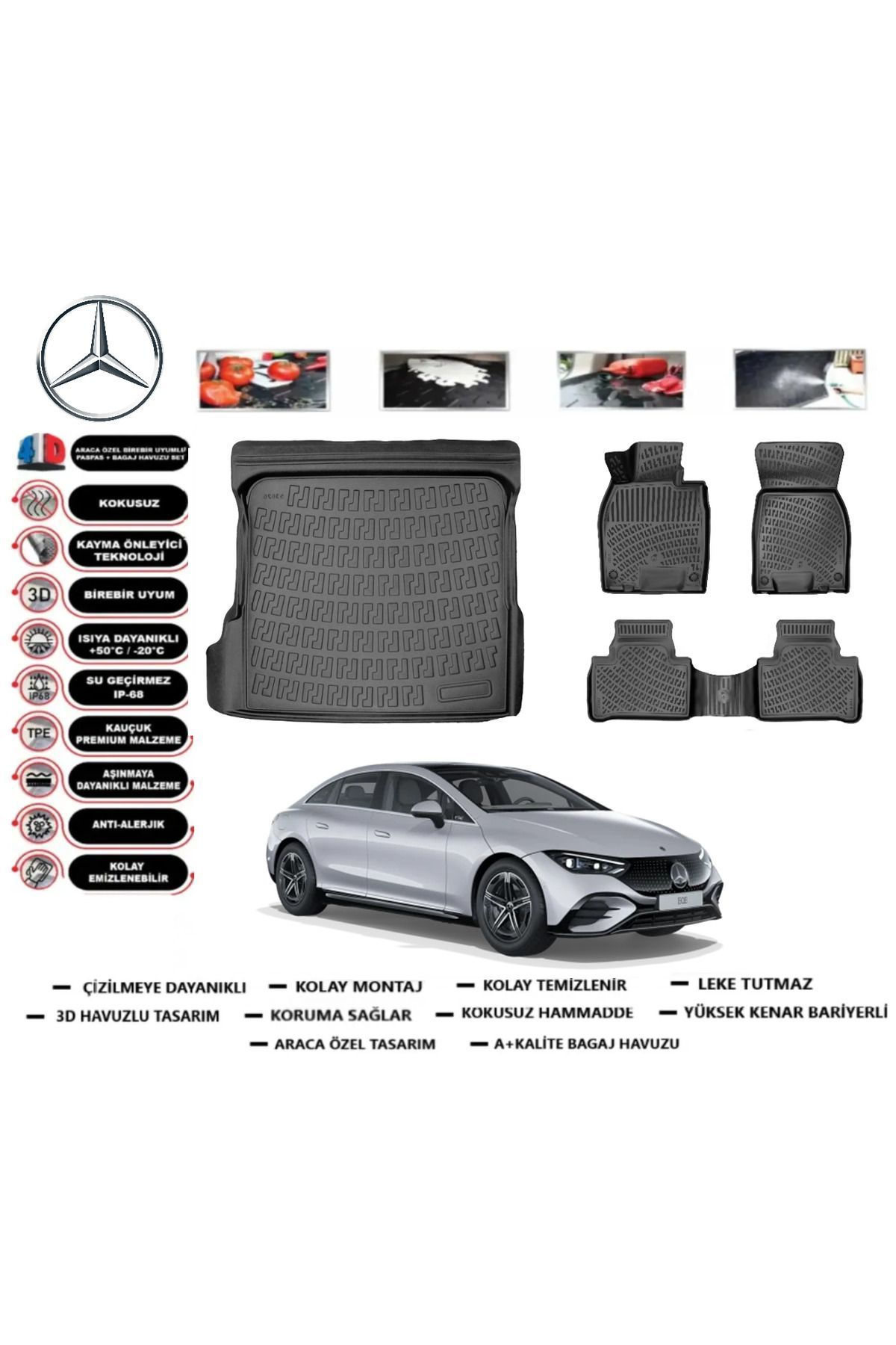 Mercedes EQE Sedan 2023 Model Bagaj Havuzu Araca Özel Paspas Takımı Prrox