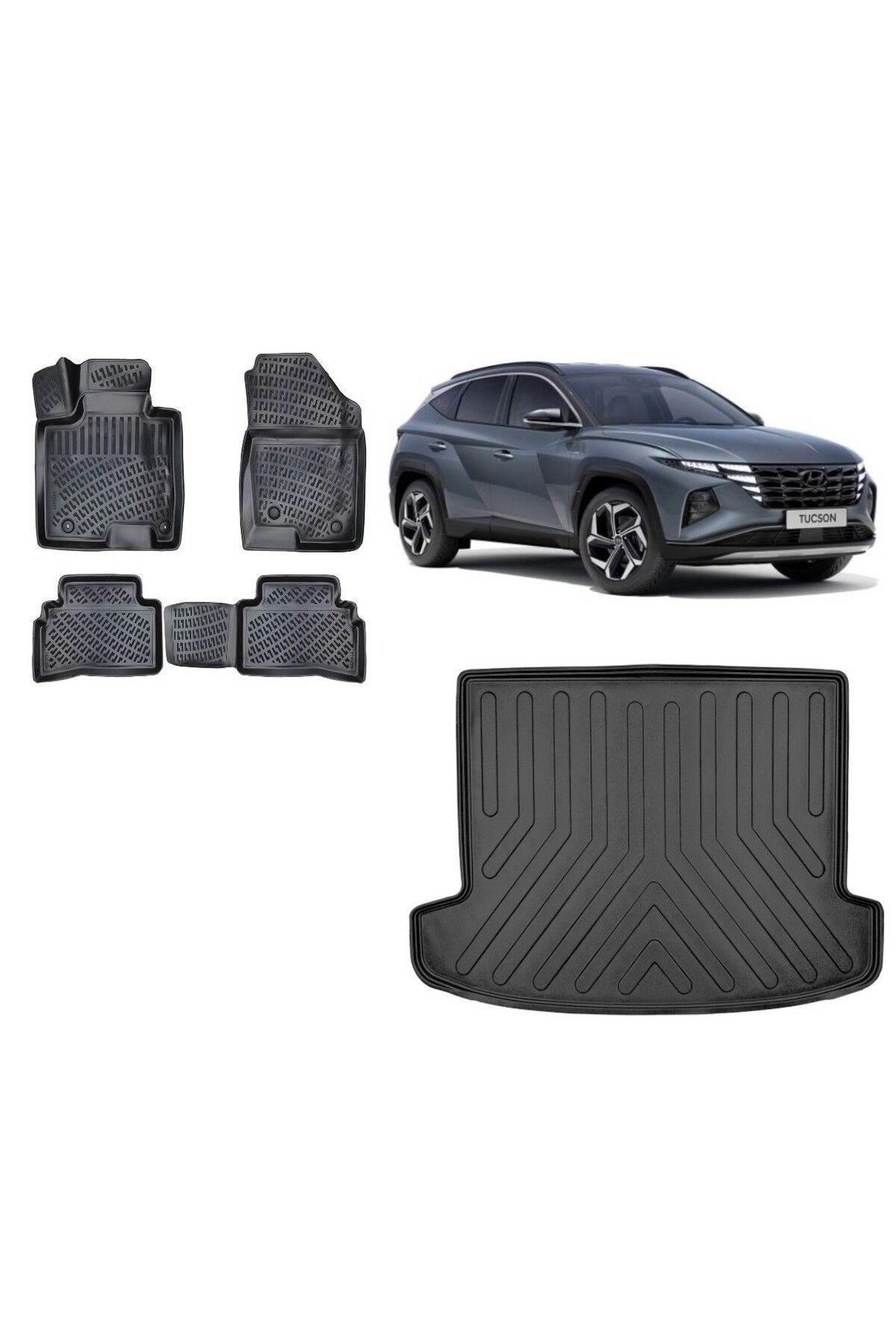 Hyundai Tucson 2022 Model 3D Bagaj Havuzu+3D Havuzlu Araca Özel Paspas Takımı