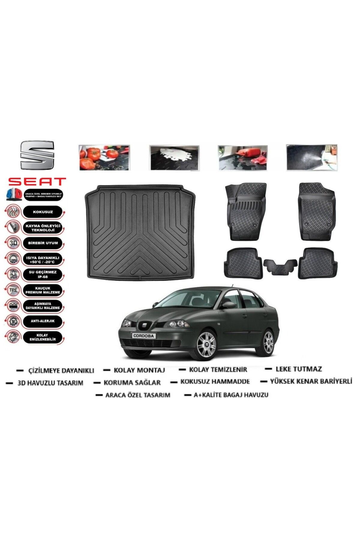 Seat Cordoba 2005 Model Bagaj Havuzu Araca Özel Paspas Takımı Prrox
