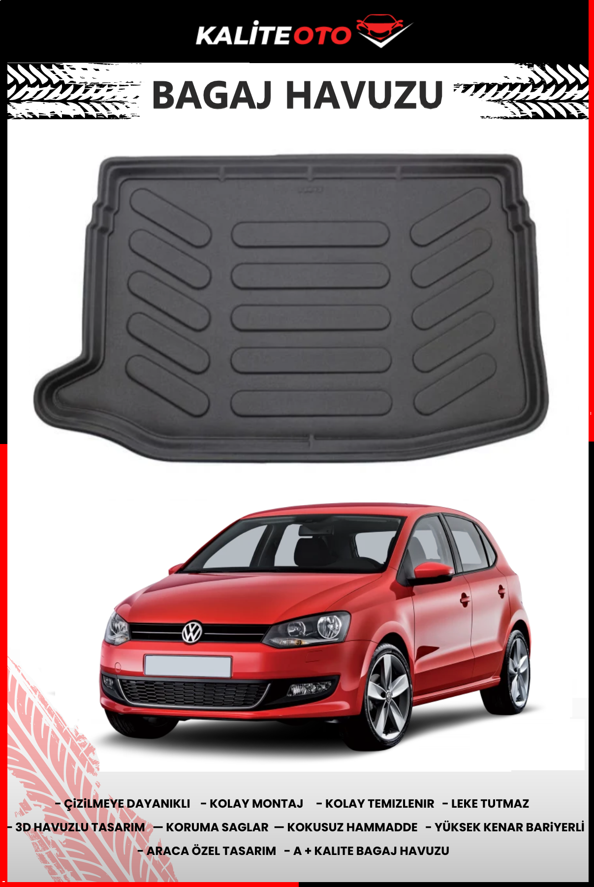 Volkswagen Polo 2009-2017 Üst Kademe 4D Bagaj Havuzu