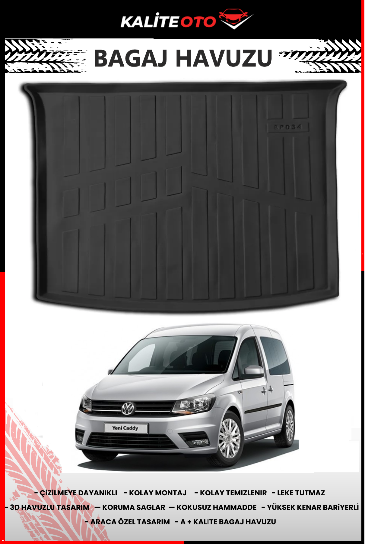 Volkswagen Caddy 2010-2020 4D Bagaj Havuzu