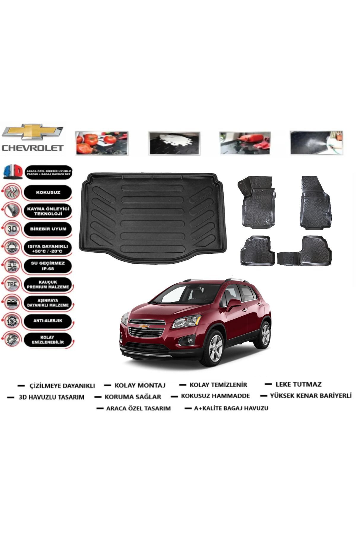 Chevrolet Trax 2017 Model Bagaj Havuzu Araca Özel Paspas Takımı Prrox
