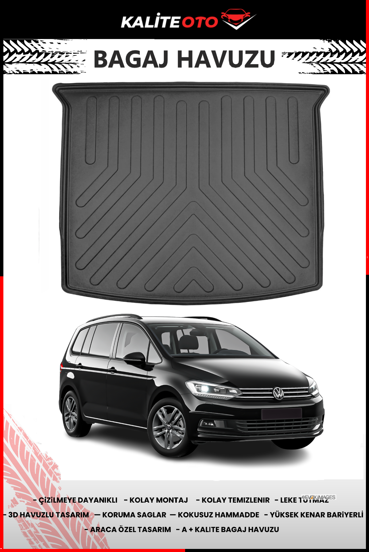 Volkswagen Touran 2015 Sonrası 4D Bagaj Havuzu