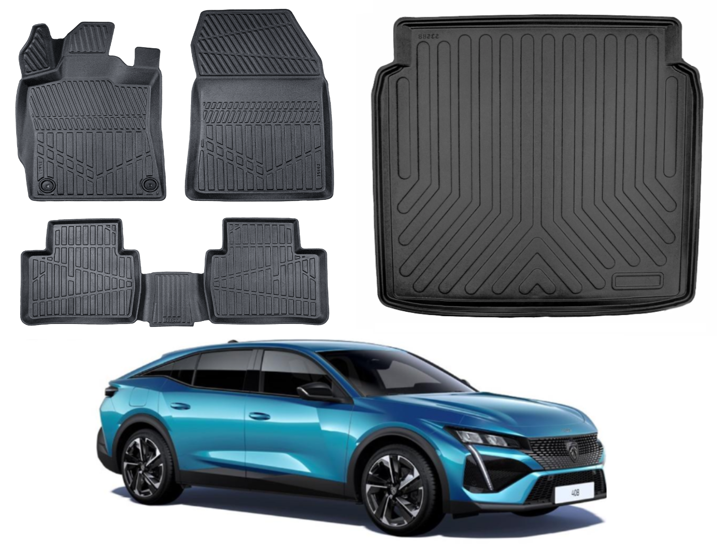 Peugeot 408 2023 Sonrası 3D Bagaj Havuzu+3D Araca Özel Paspas Takımı