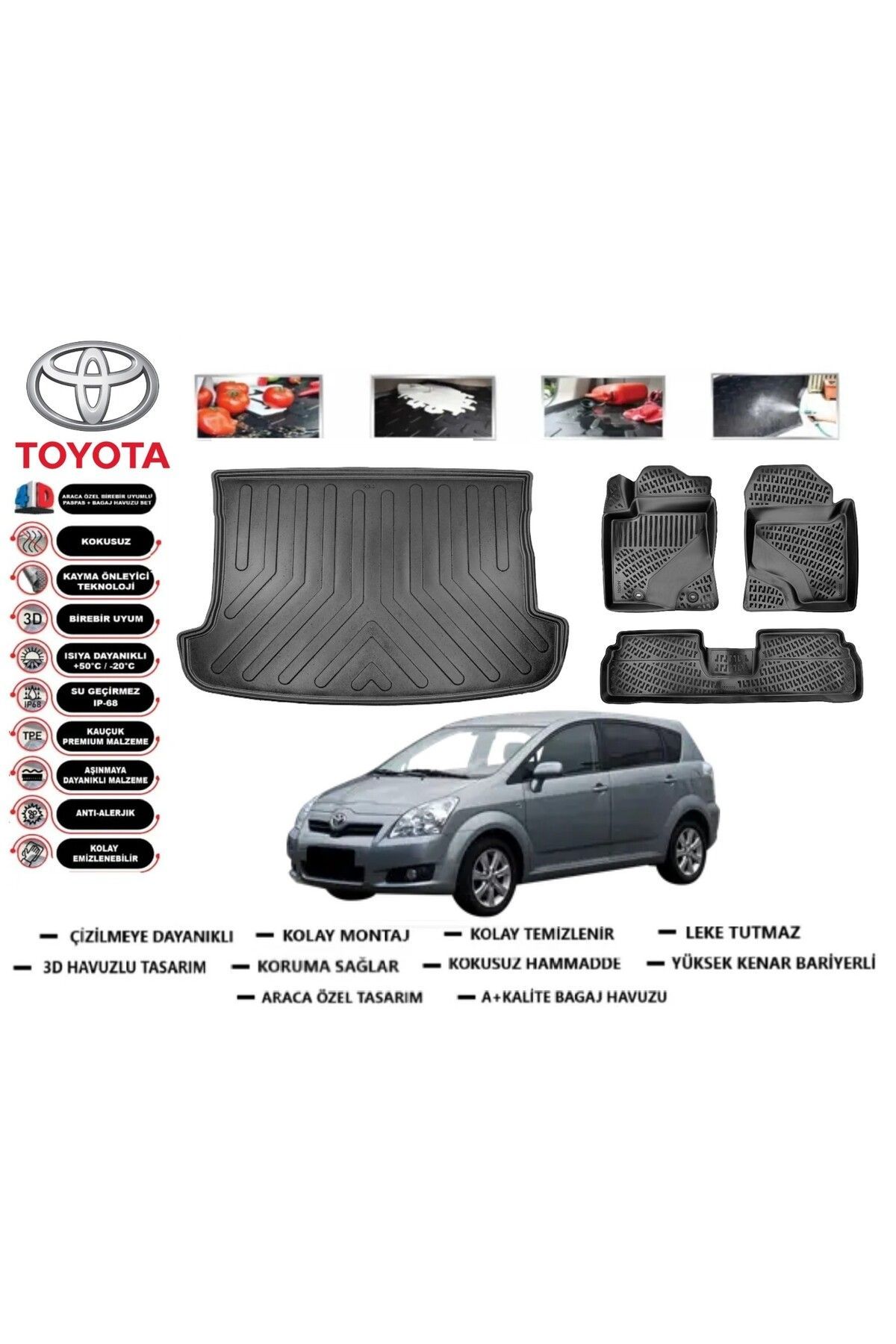 Toyota Verso 2009 Model Bagaj Havuzu Araca Özel Paspas Takımı Prrox
