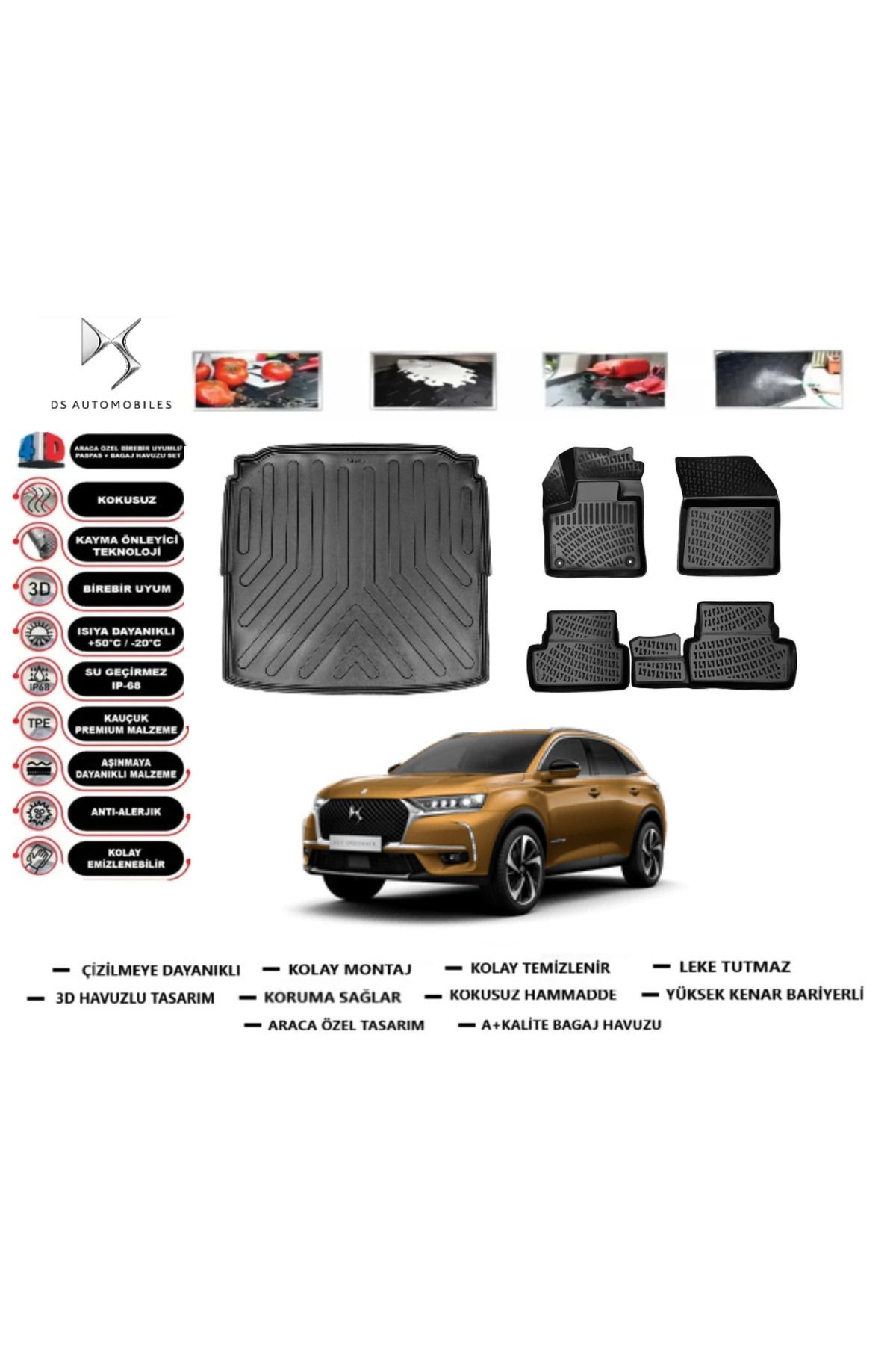 DS 7 E-Tense 2023 Model Bagaj Havuzu Araca Özel Paspas Takımı Prrox