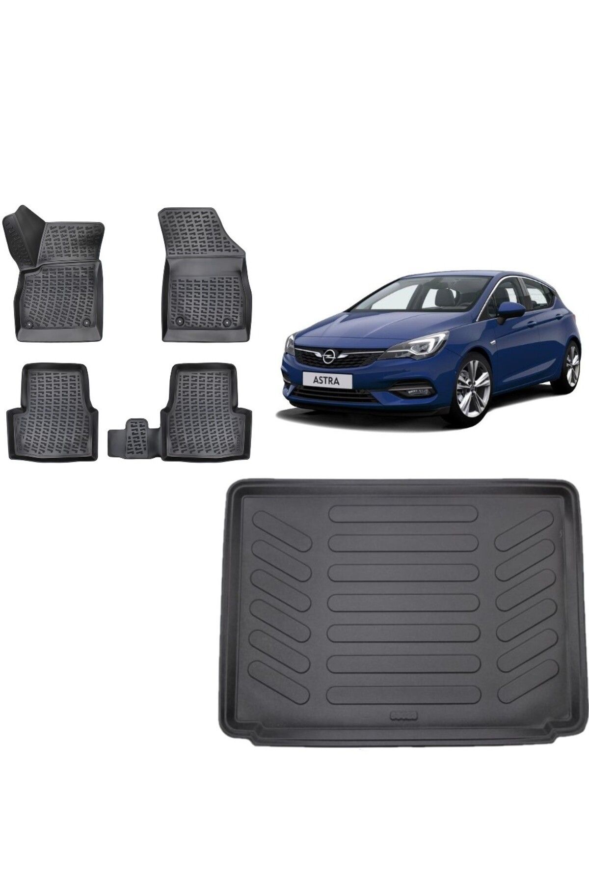 Opel Astra K Hatchback 2015 Model 3D Bagaj Havuzu+3D Havuzlu Araca Özel Paspas Takımı