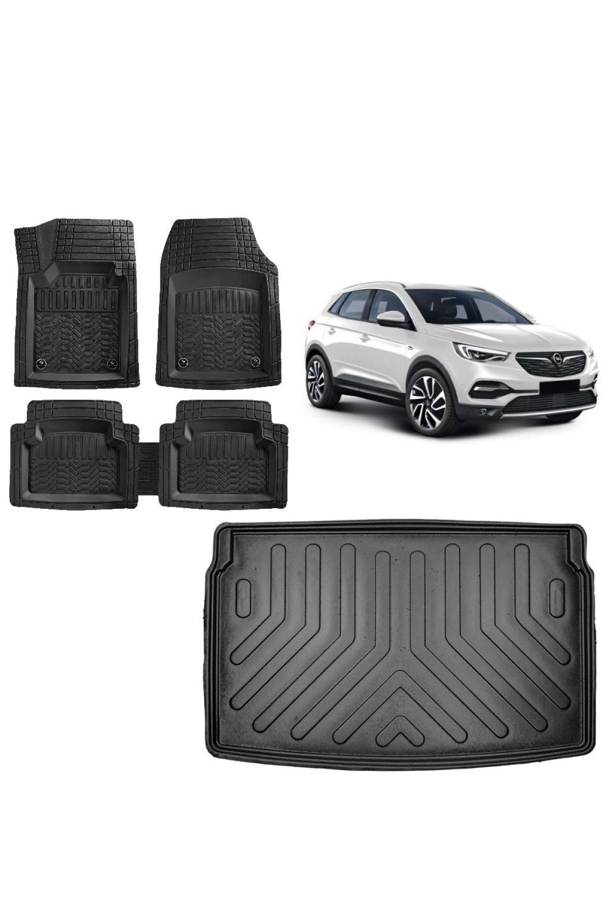 Opel Mokka 2021 Sonrası Üst 3d Uyumlu Bagaj Havuzu+3d Maximum Siyah Havuzlu Paspas