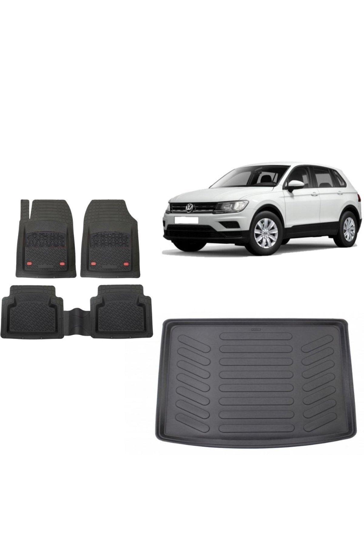 Volkswagen Tiguan 2022 Uyumlu Üst Kademe 3d Bagaj Havuzu+3d Havuzlu Paspas Takımı Safir Siyah