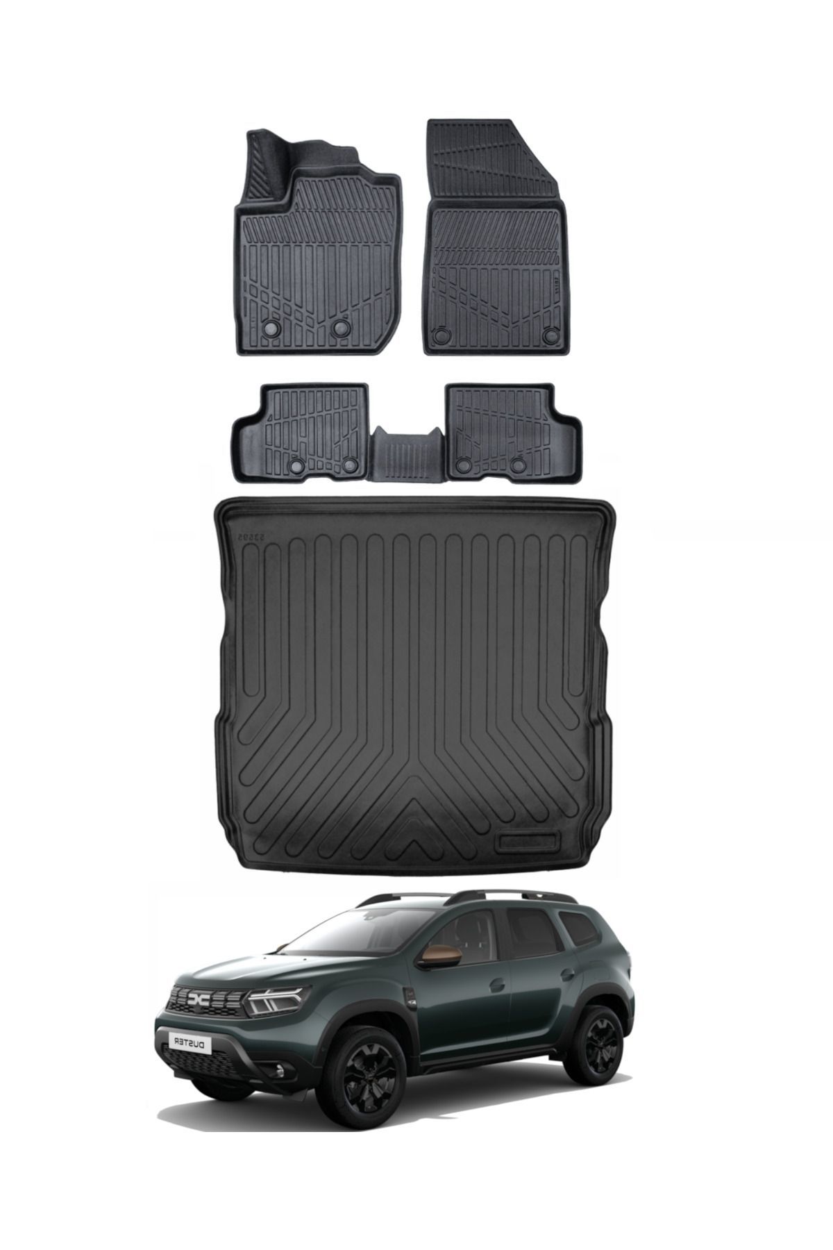 Dacia Duster 4X4 2023 Model Bagaj Havuzu Araca Özel Siyah Paspas Takımı