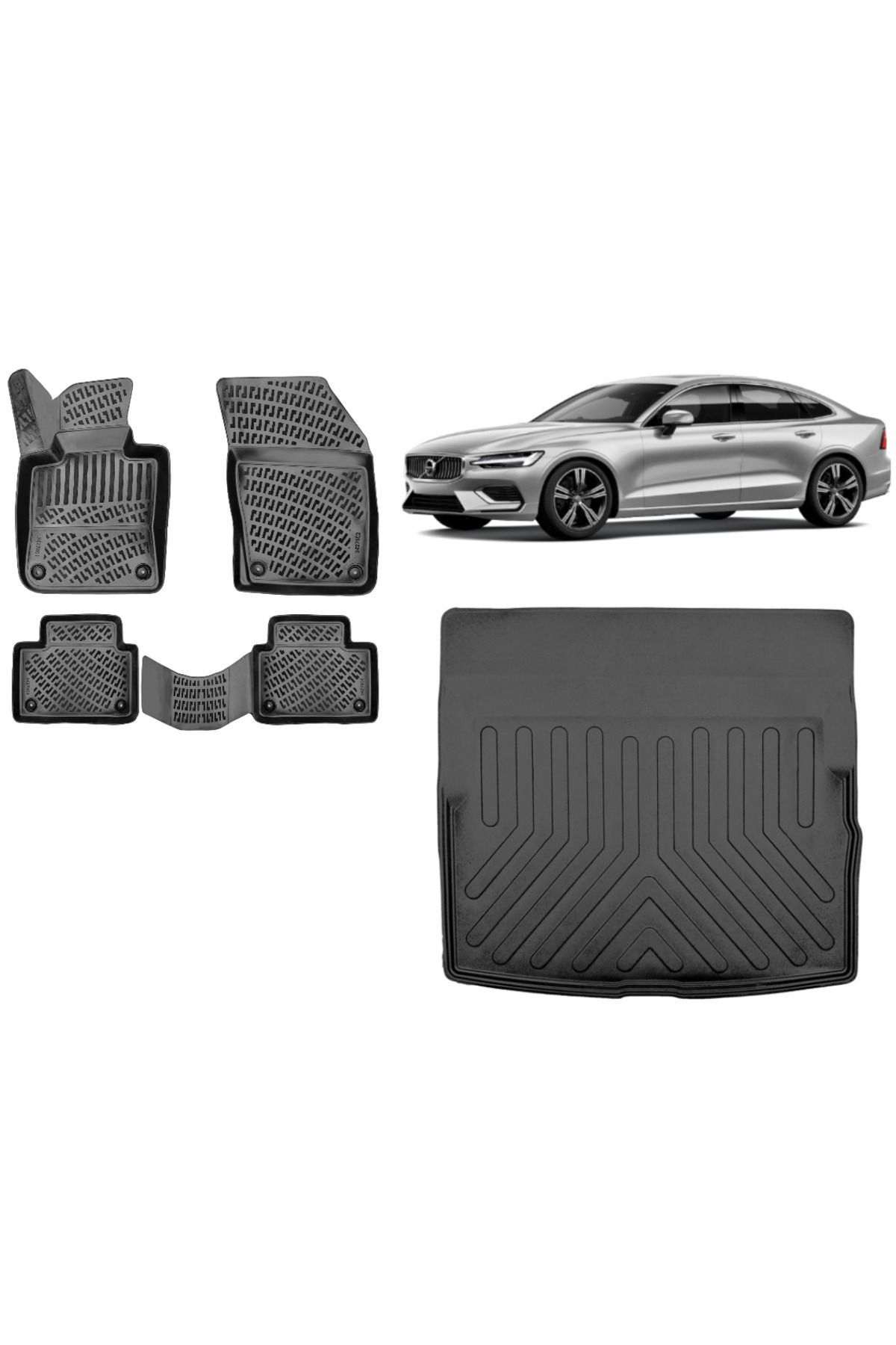 Volvo S60 2023 Model 3D Bagaj Havuzu+3D Havuzlu Araca Özel Paspas Takımı