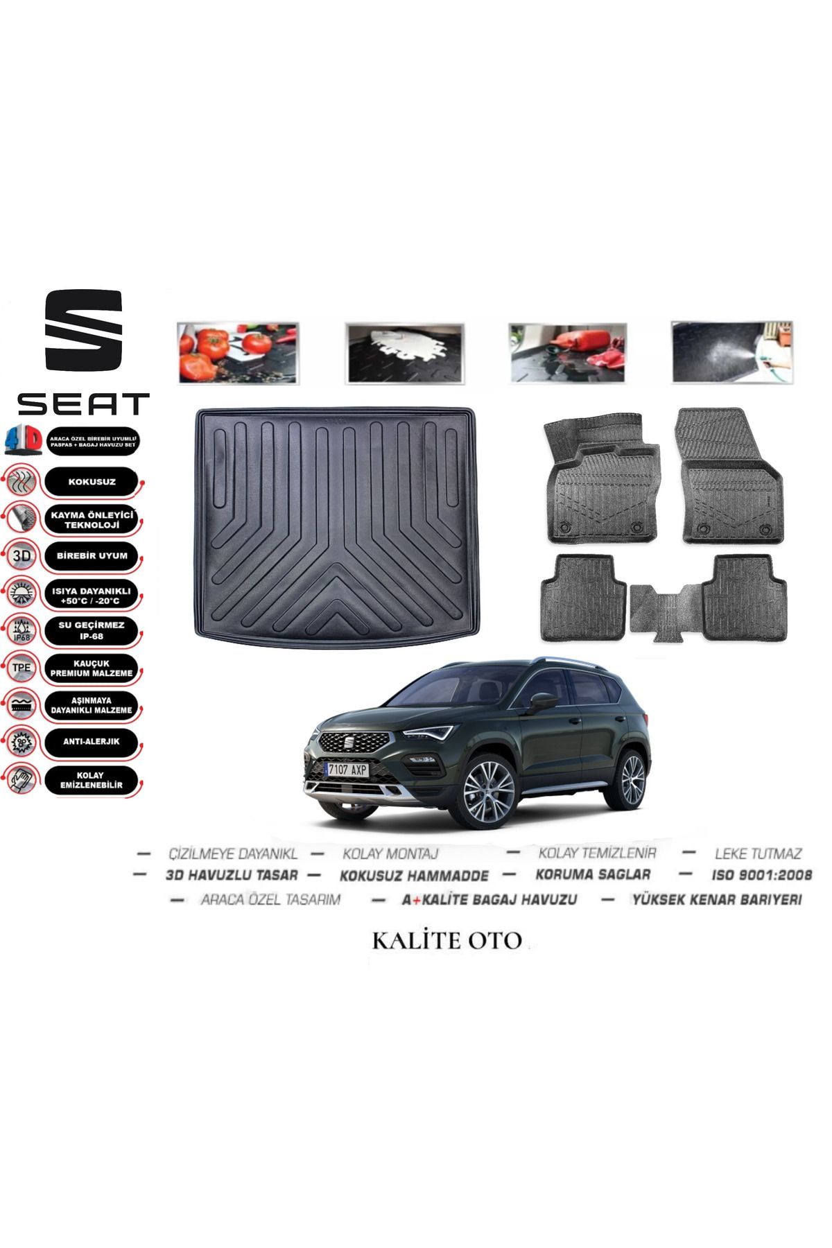 Seat Tarraco 5 Koltuk 2021 Model Bagaj Havuzu+4D Havuzlu Paspas Setii