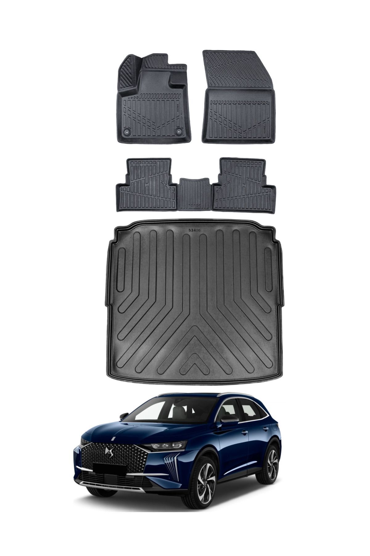 DS7 Crossback 2020 Model Bagaj Havuzu Araca Özel Siyah Paspas Takımı