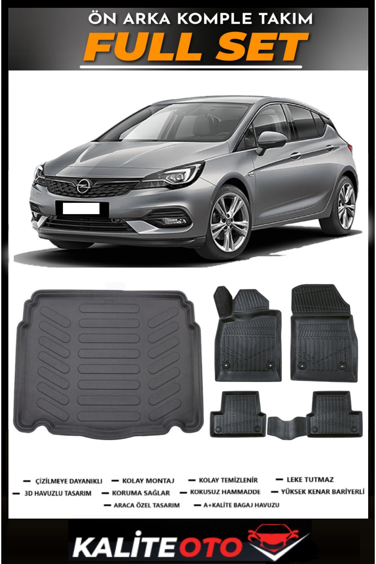 Opel Astra J Hatchback Bagaj Havuzu+4.5D Havuzlu Paspas Seti 2011 Model