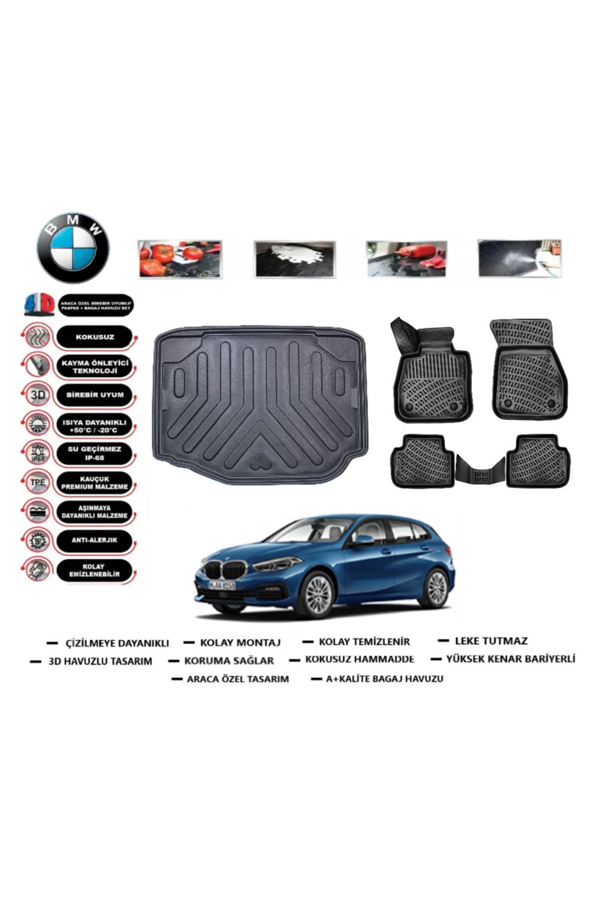 Bmw 1 serisi F40 2022 Model Alt Bagaj Havuzu Araca Özel Paspas Takımı Flex