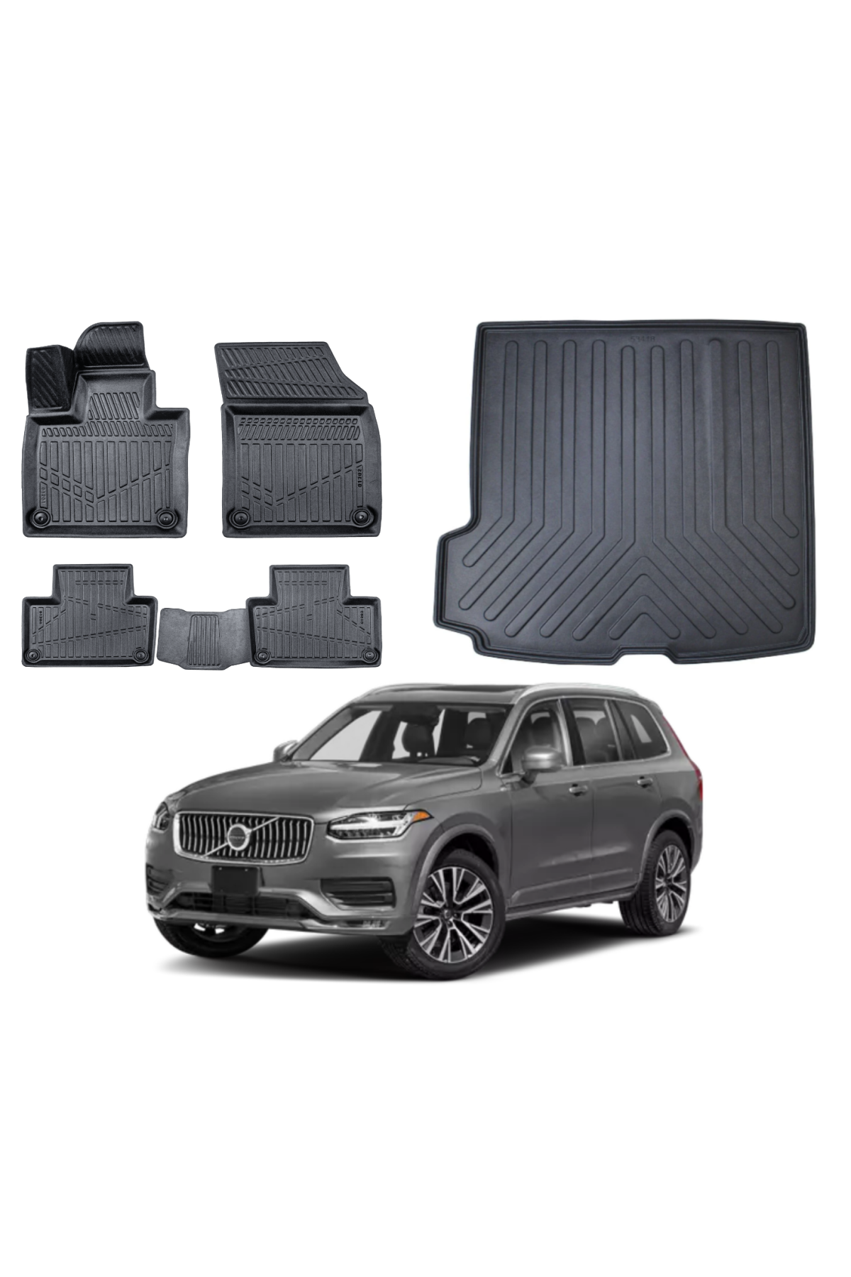 Volvo XC90 2016 Sonrası 5 Koltuk 3D Bagaj Havuzu+3D Araca Özel Paspas Takımı Luxury Serisi