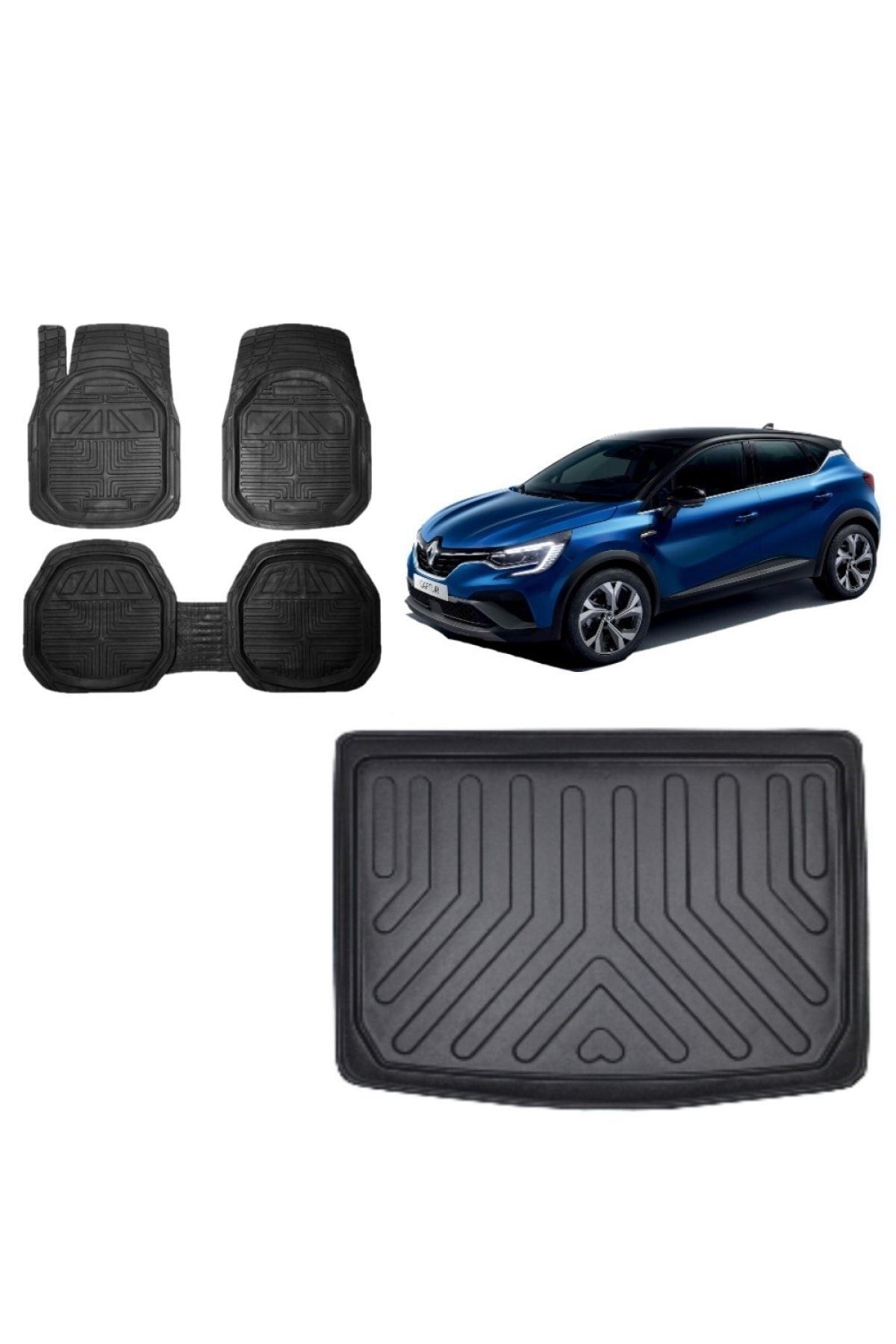 Renault Captur Uyumlu 2021 Model Alt Kademe 3d Bagaj Havuzu+3d Havuzlu Paspas Takımı