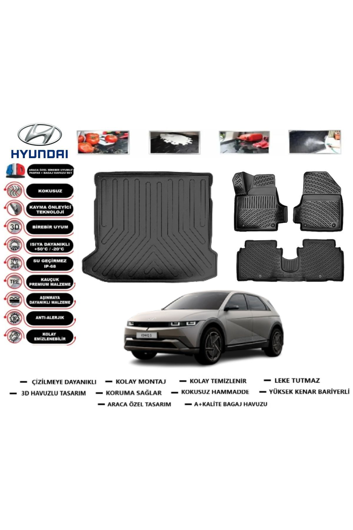 Hyundai Ioniq 5 2023 Model Bagaj Havuzu Araca Özel Paspas Takımı Prrox