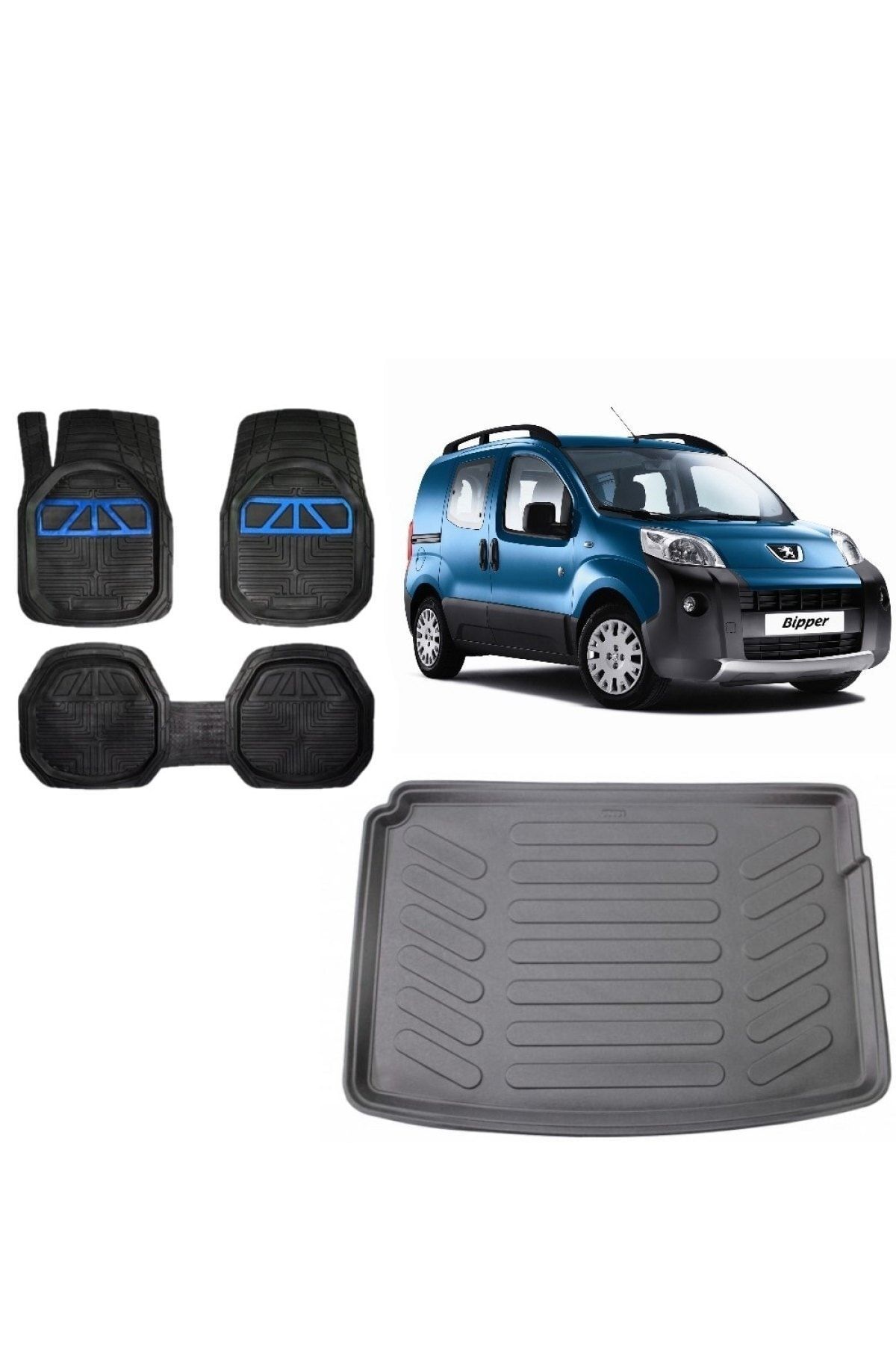Peugeot Bipper 2019 Model 3D Bagaj Havuzu+3D Havuzlu Araca Özel Paspas Takımı
