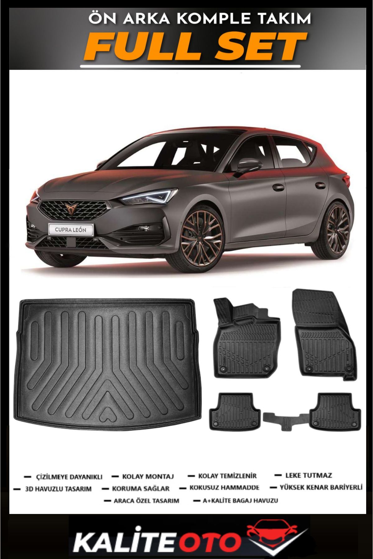 Cupra Leon Üst Bagaj Havuzu+4.5D Havuzlu Paspas Seti 2025 Model