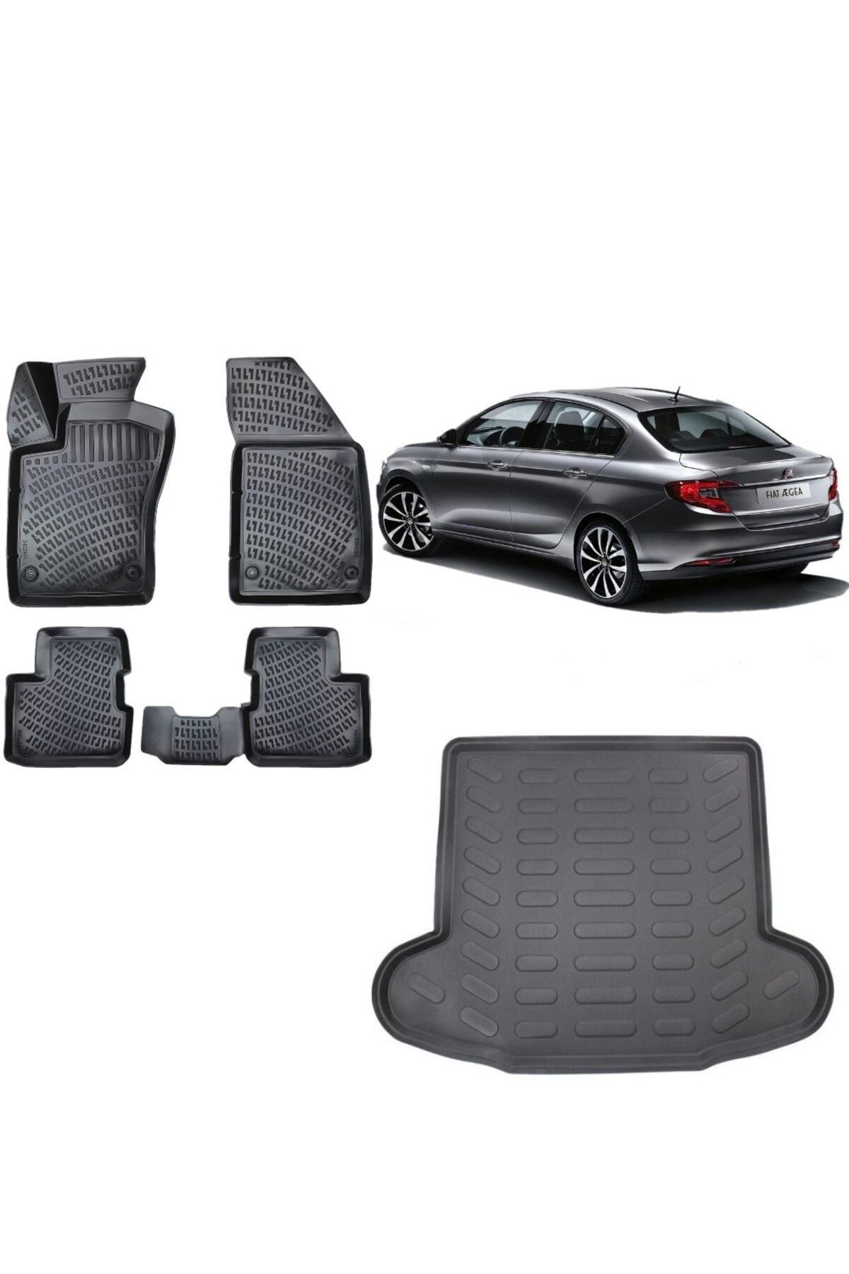 Fiat Egea Sedan 2015 Model 3D Bagaj Havuzu+3D Havuzlu Araca Özel Paspas Takımı