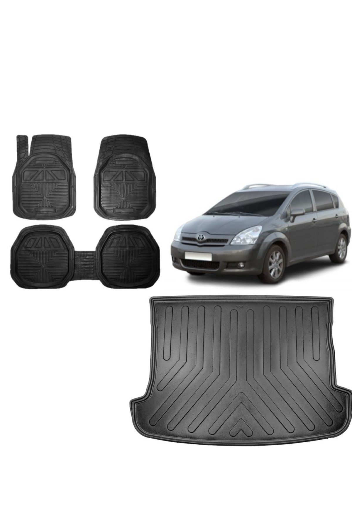 Toyota Verso 2004 Model 3D Bagaj Havuzu+3D Havuzlu Araca Özel Paspas Takımı