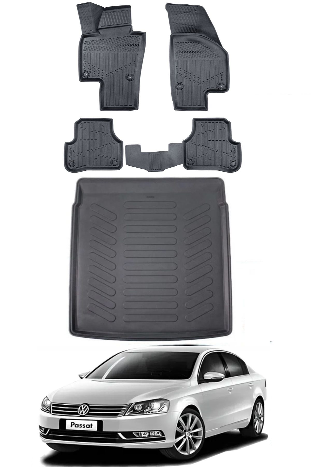 Volkswagen Passat B7 2013 Model Bagaj Havuzu Araca Özel Siyah Paspas Takımı