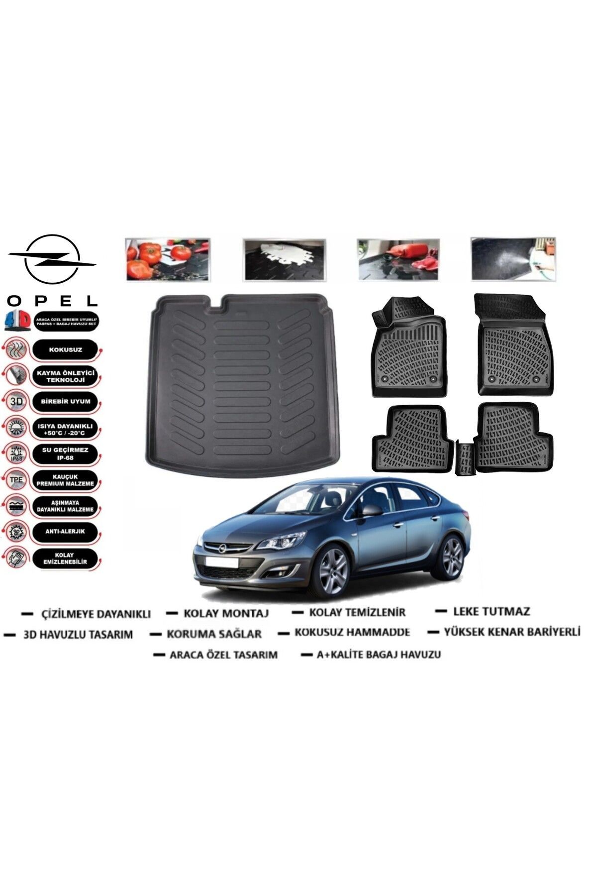 Opel Astra J Sedan 2011 Model Bagaj Havuzu Araca Özel Paspas Takımı Flex