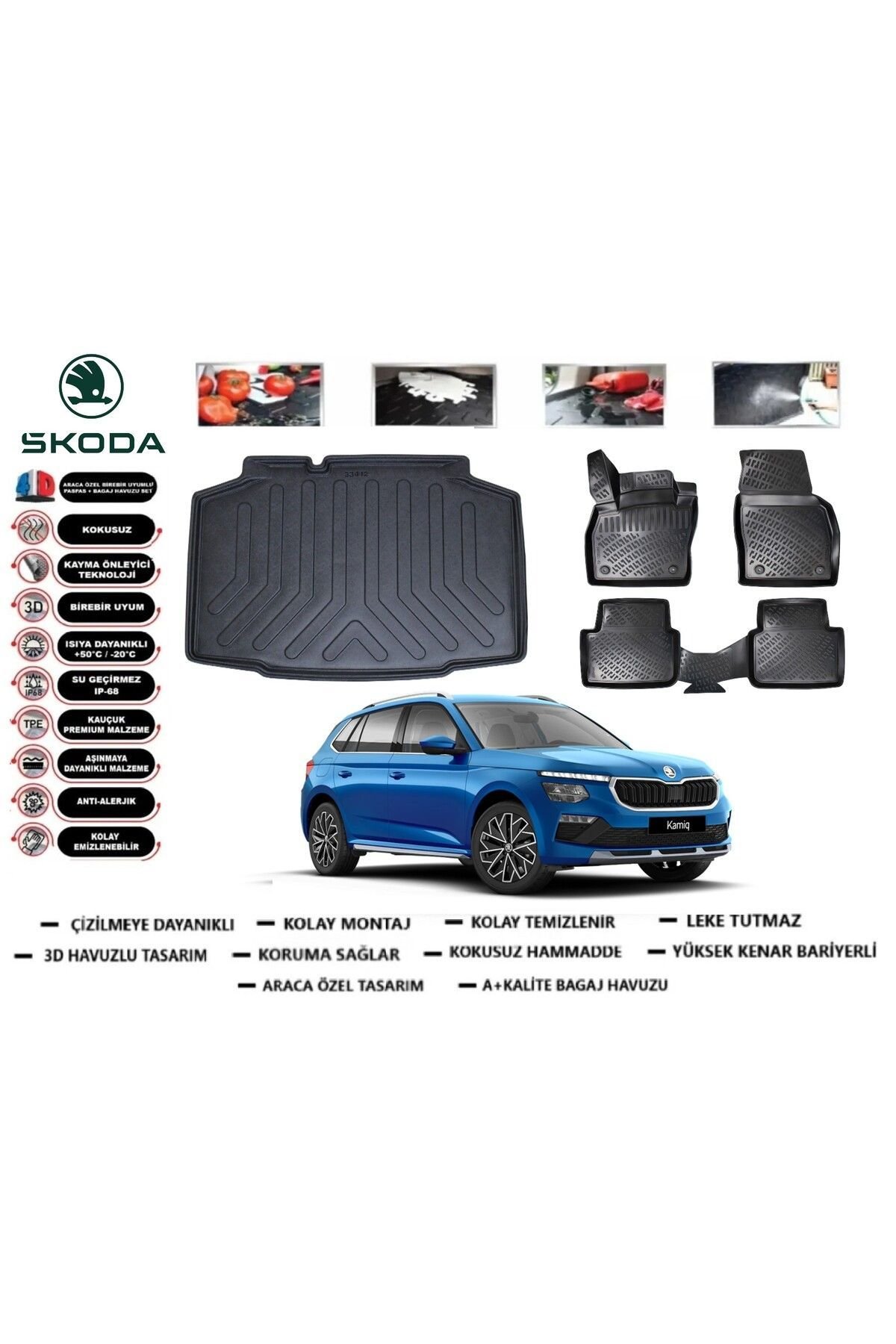 Skoda Kamiq 2025 Model Bagaj Havuzu Araca Özel Paspas Takımı Prrox