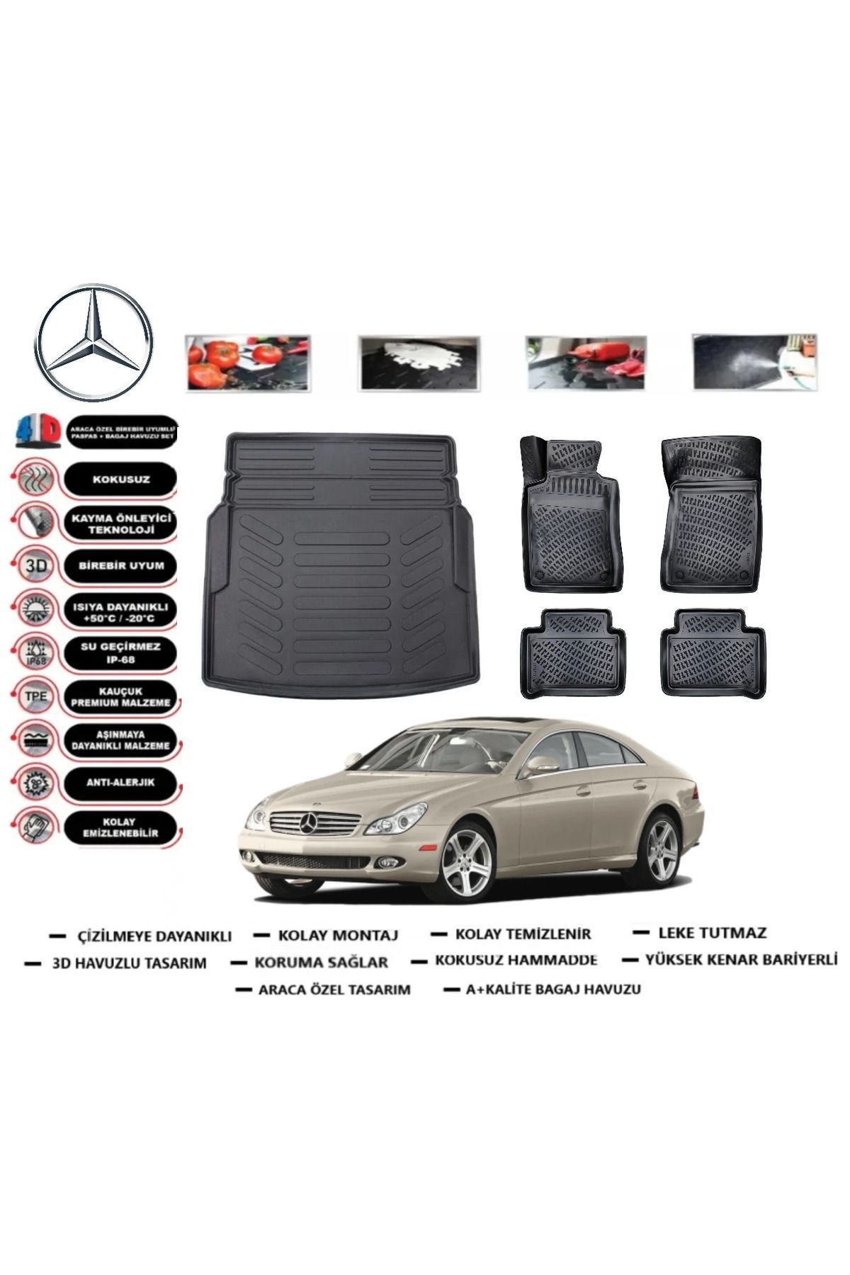 Mercedes CLS C219 2009 Model Bagaj Havuzu Araca Özel Paspas Takımı Prrox