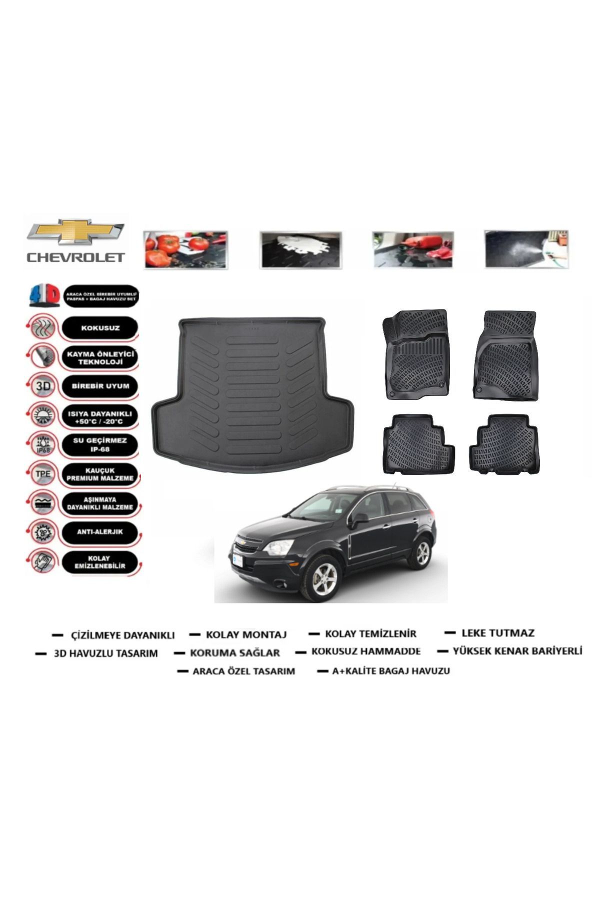 Chevrolet Captiva 2015 Model Bagaj Havuzu Araca Özel Paspas Takımı Prrox