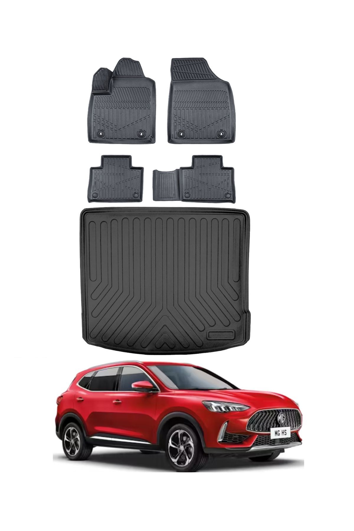 MG EHS Elektrikli 2022 Model Bagaj Havuzu Araca Özel Siyah Paspas Takımı