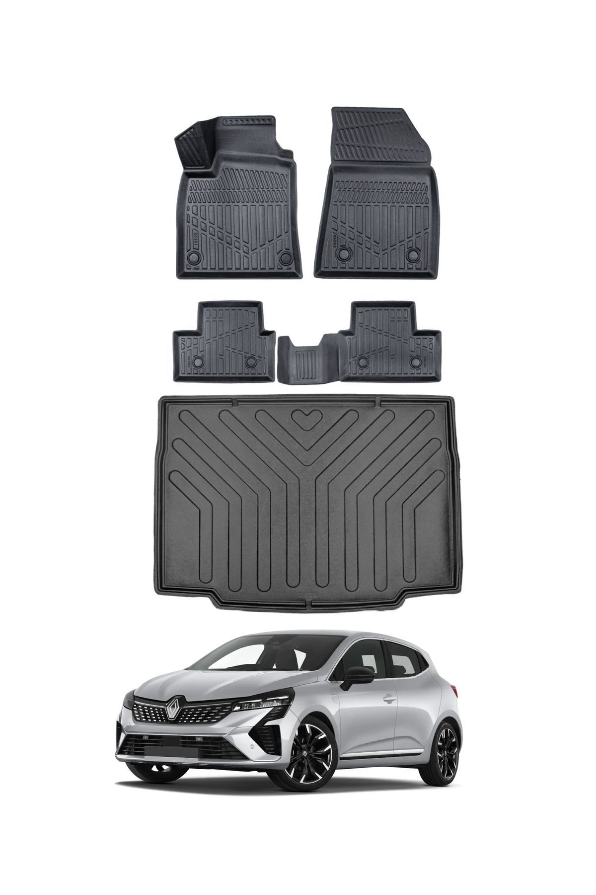 Renault Clio 5 2022 Model Bagaj Havuzu Araca Özel Siyah Paspas Takımı